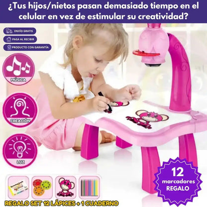 ArtKids - Mesa Infantil con Proyector LED + Marcadores de REGALO