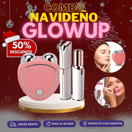 Combo Glowup™- Masajeador Facial con Microcorriente + Depiladora facial