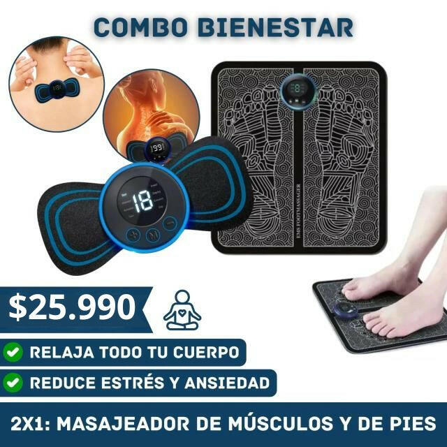 Combo BIENESTAR 2X1: Masajeador muscular + Masajeador de pies.