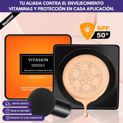 Base de alta cobertura en Crema Anti-Edad con Vitamina C y SPF +50 - YoungSkin®