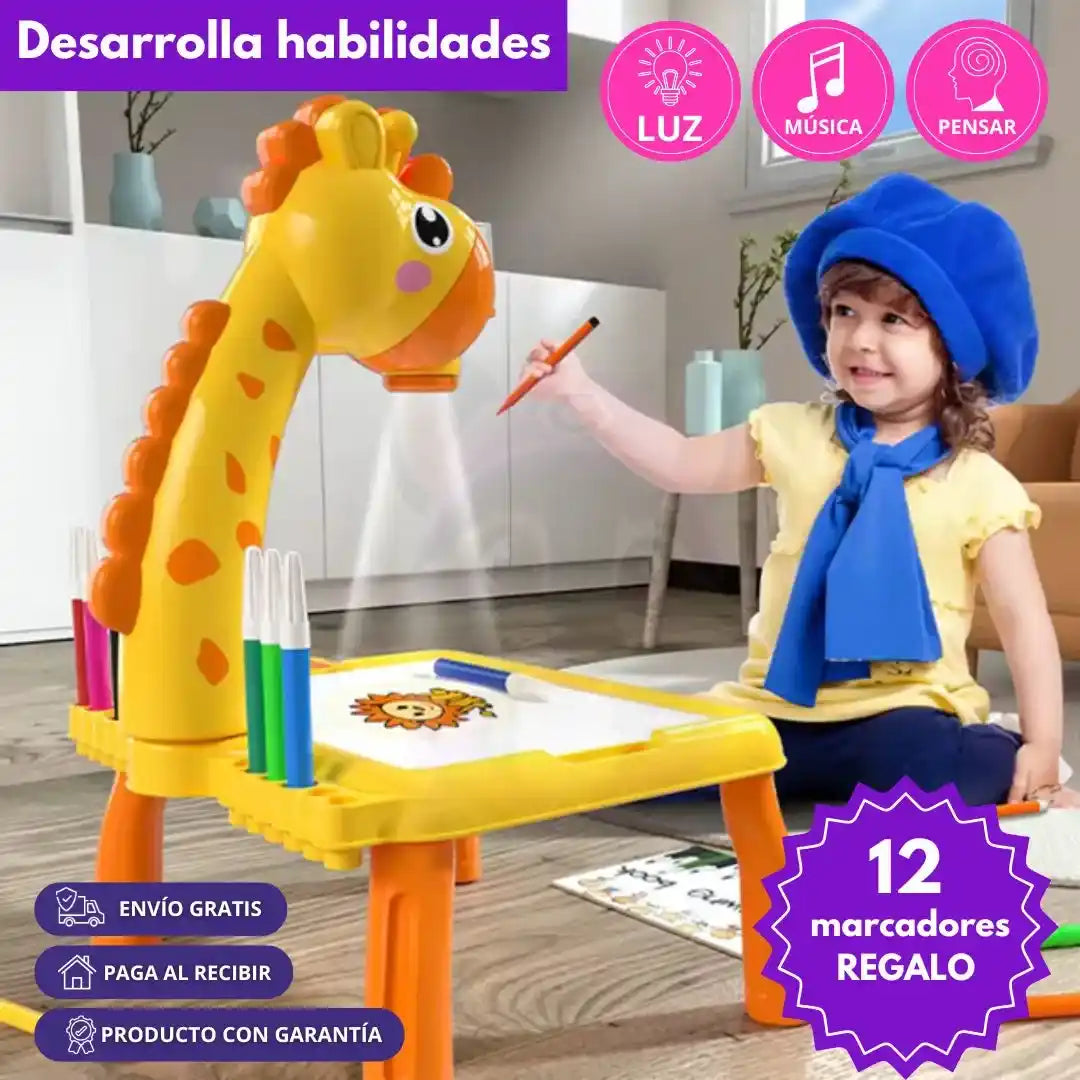 ArtKids - Mesa Infantil con Proyector LED + Marcadores de REGALO