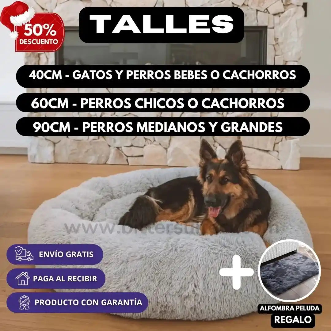 Cama Anti-estrés DogLove® Super rellena + Alfombra de regalo