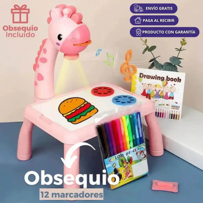 ArtKids - Mesa Infantil con Proyector LED + Marcadores de REGALO