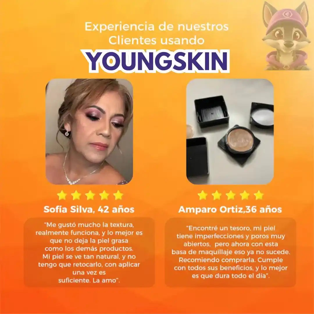 Base de alta cobertura en Crema Anti-Edad con Vitamina C y SPF +50 - YoungSkin®