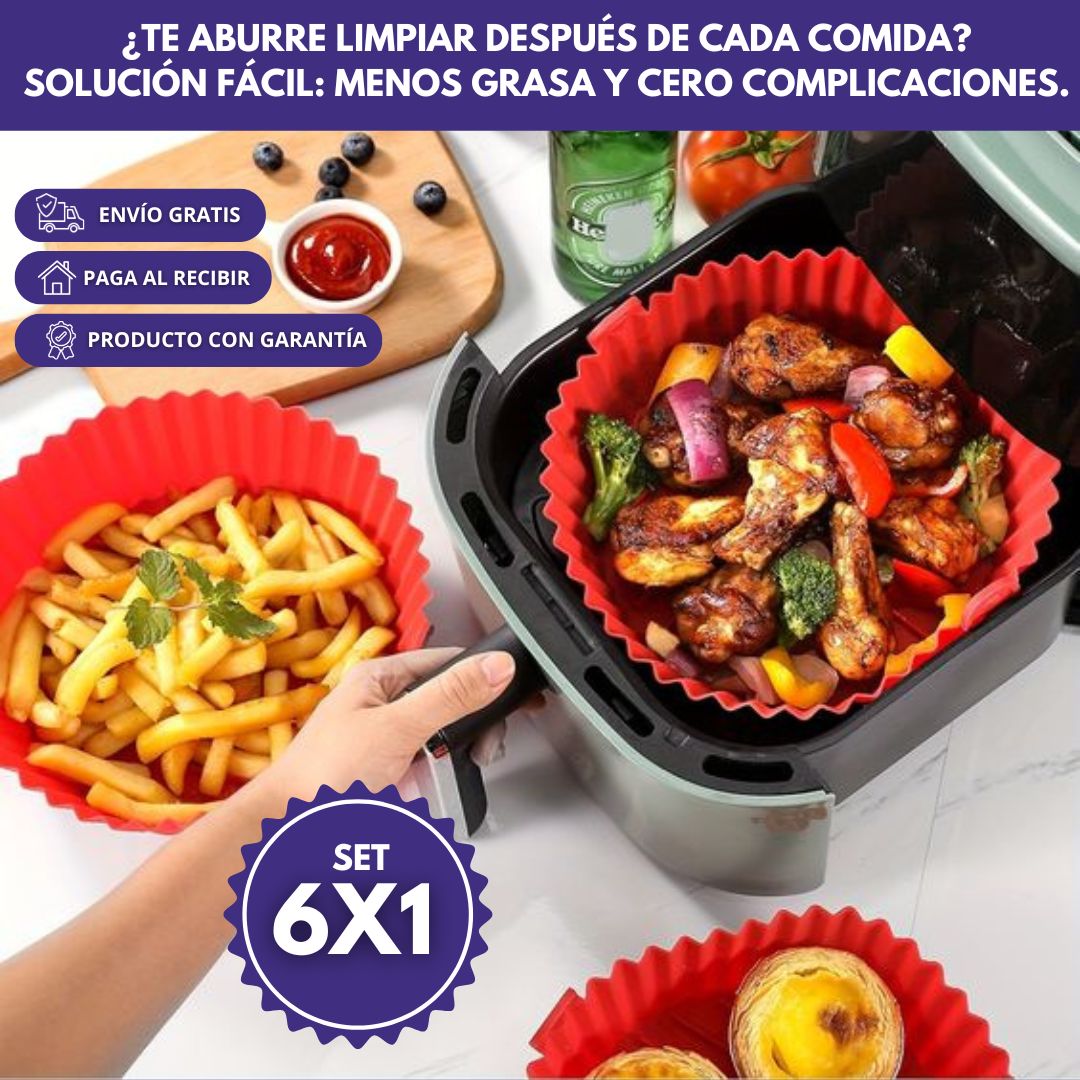 Set x 6 Canastas FryFlex™ de Silicona para Air Fryer